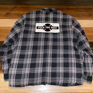 Supreme x Independent Quilted Flannel Shirt Black Shadow Plaid FW17